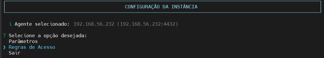 seleciona opção regras de acesso