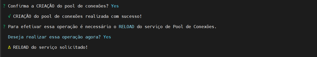 confirma criação pool