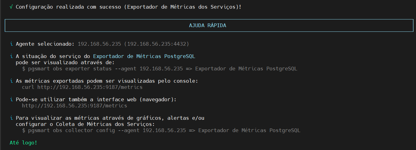 resultado da configuração do exporter config