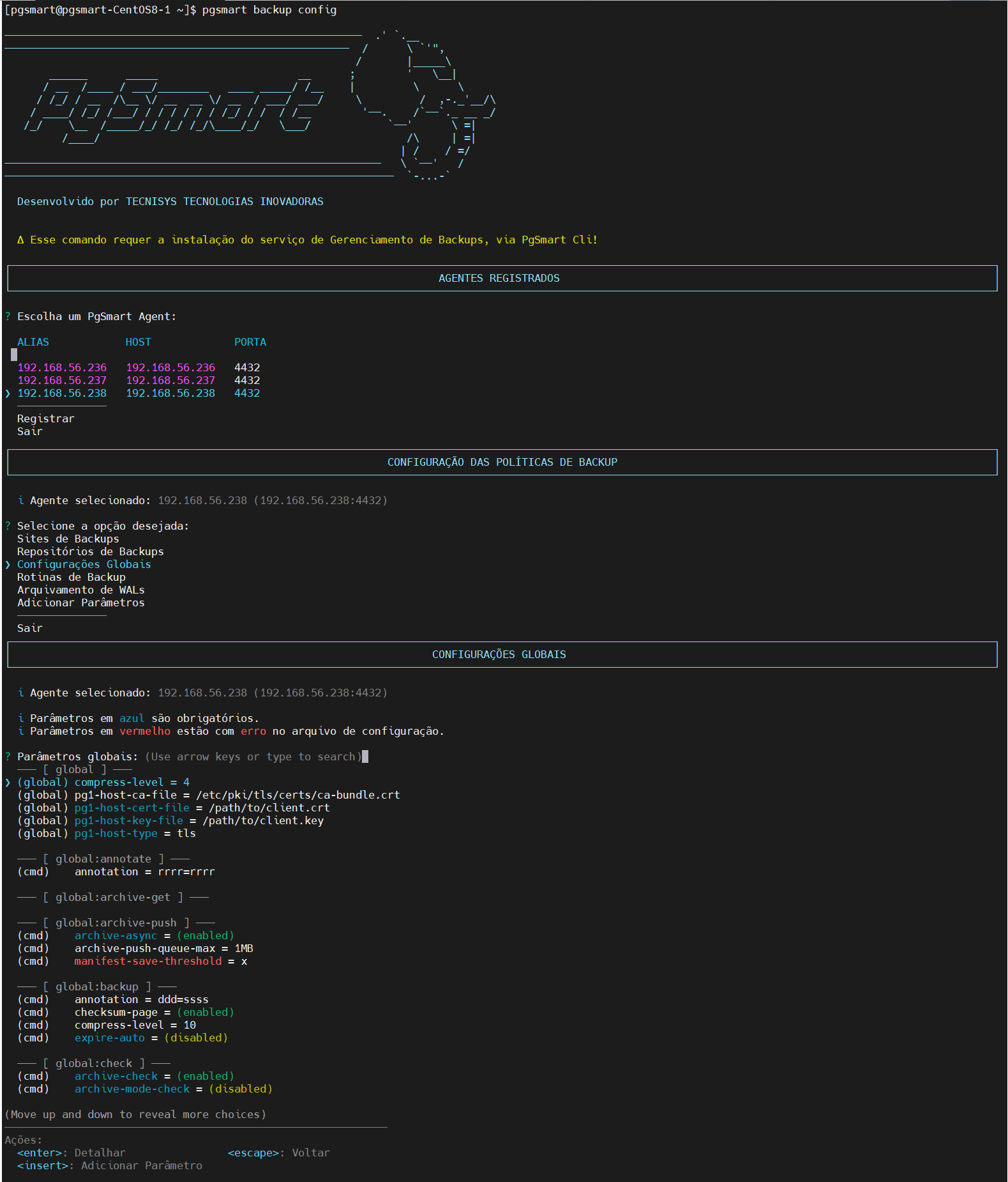 Figure 1 - Global Backup Parameters Configuration - Query