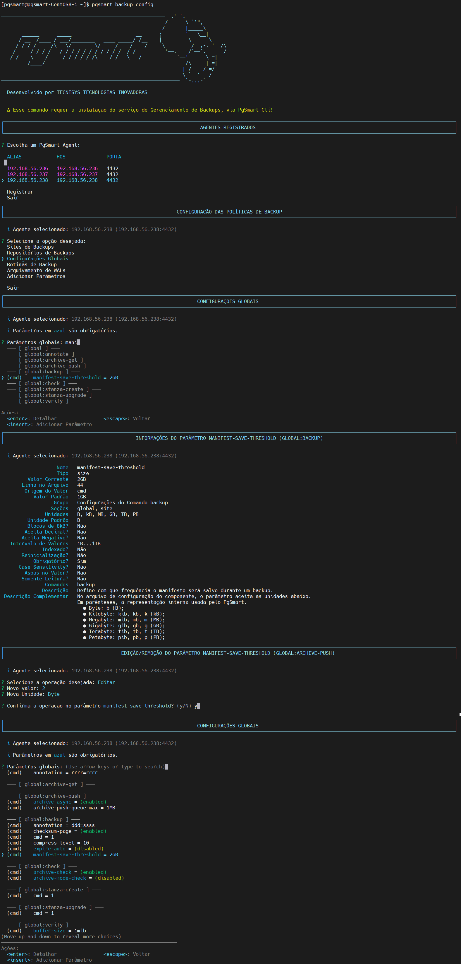 Figure 4 - Global Backup Parameters Configuration - Edit