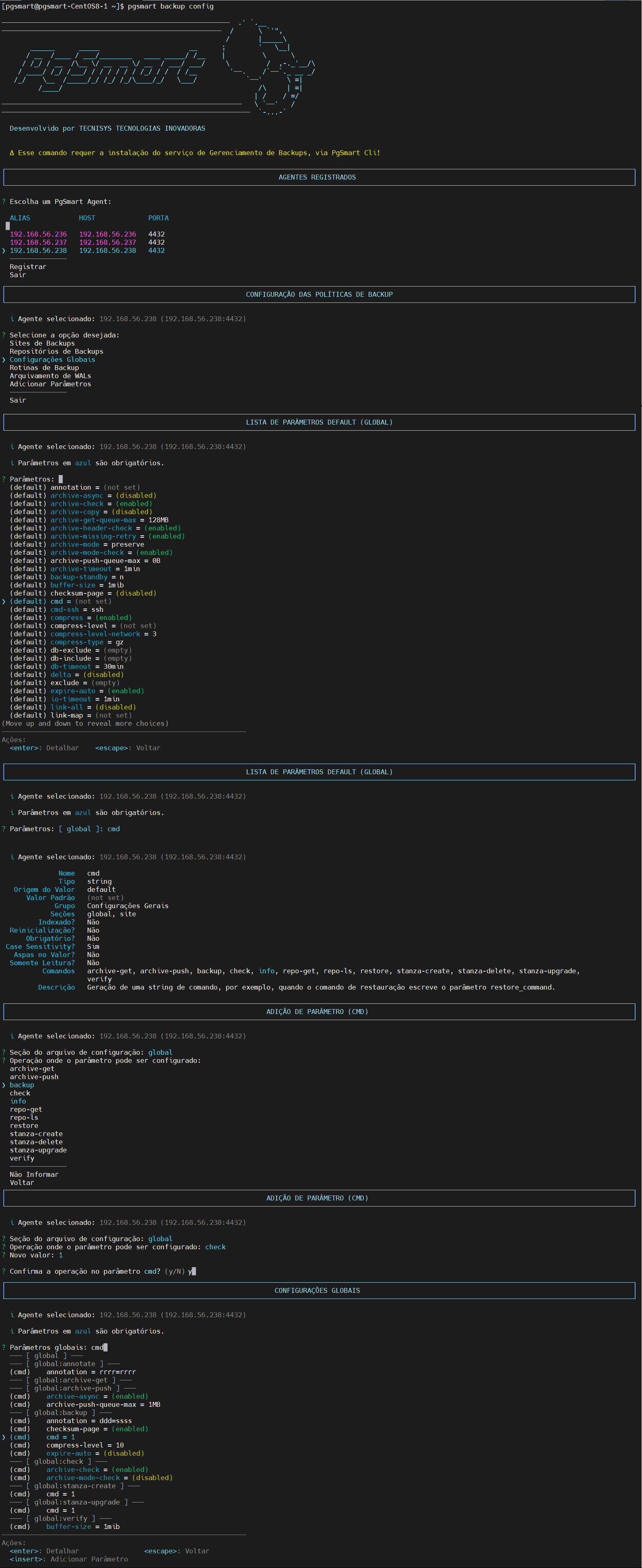 Figure 3 - Global Backup Parameters Configuration - Insert New Parameter