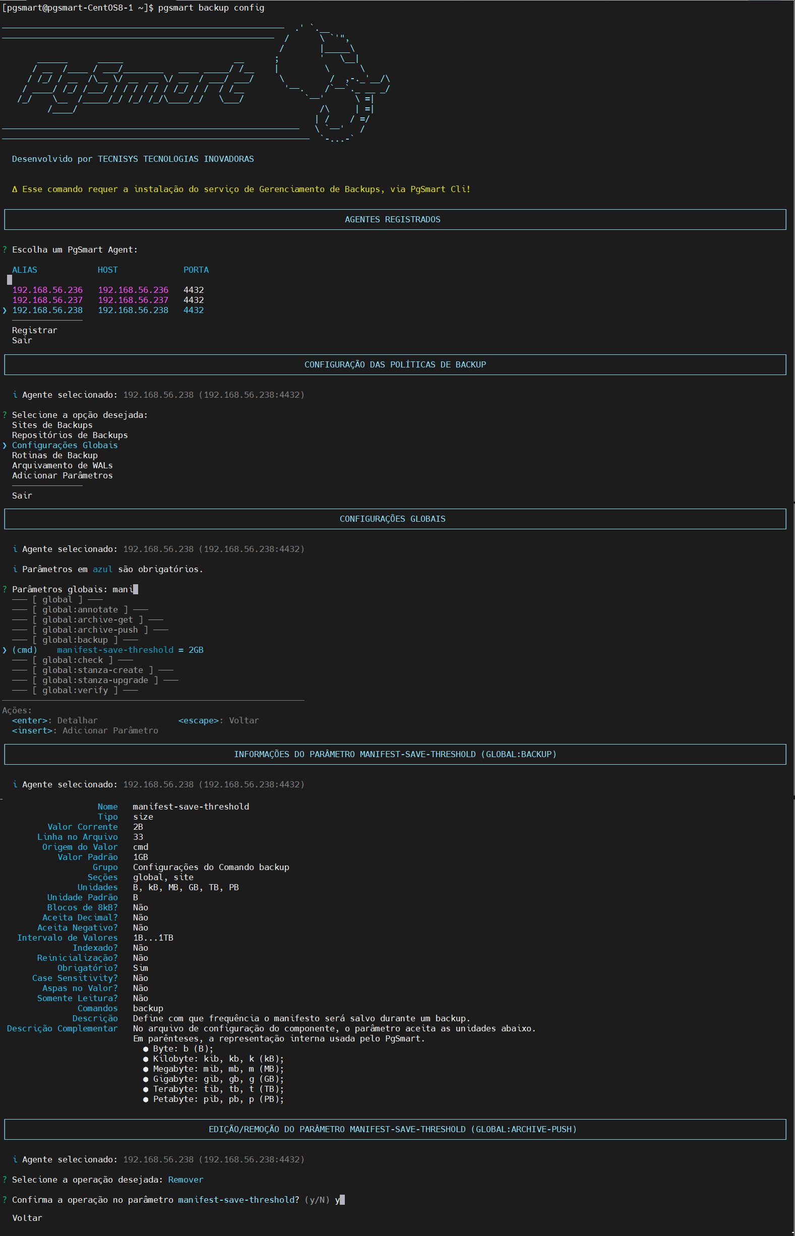 Figure 5 - Global Backup Parameters Configuration - Removal