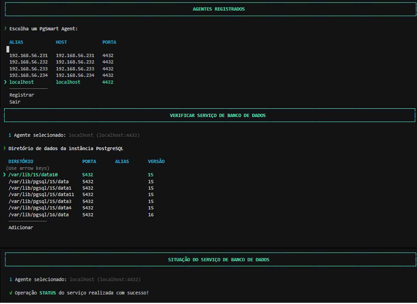 Figure 1 - Database instance service status