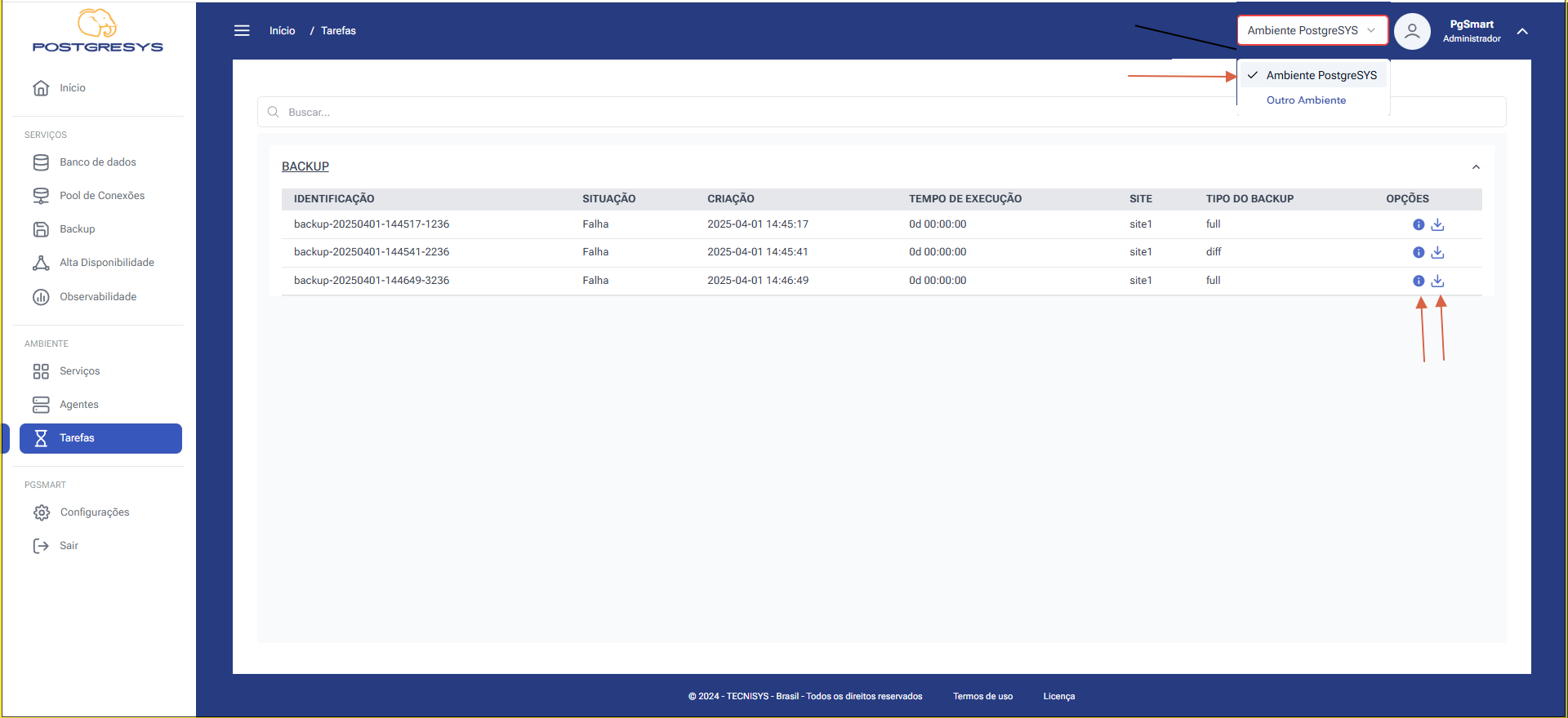 Figure 1 - Backup Information - Option Selection
