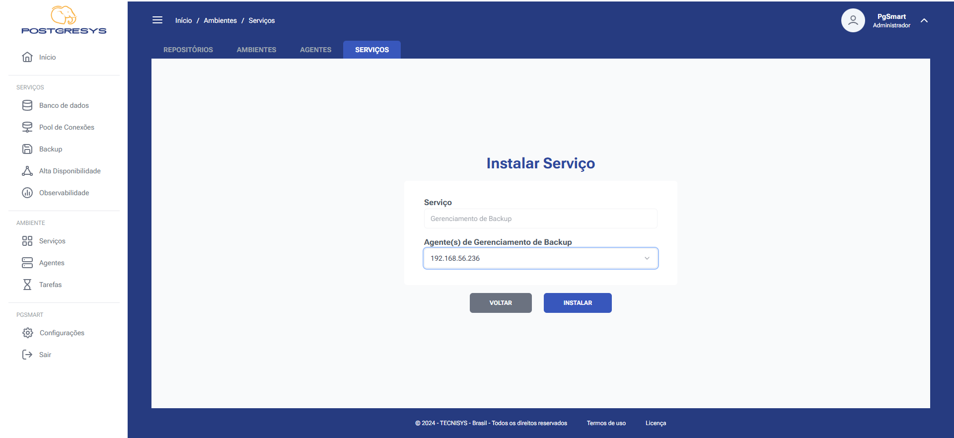 Figure 2 - Backup Service Installation - Agent Identification
