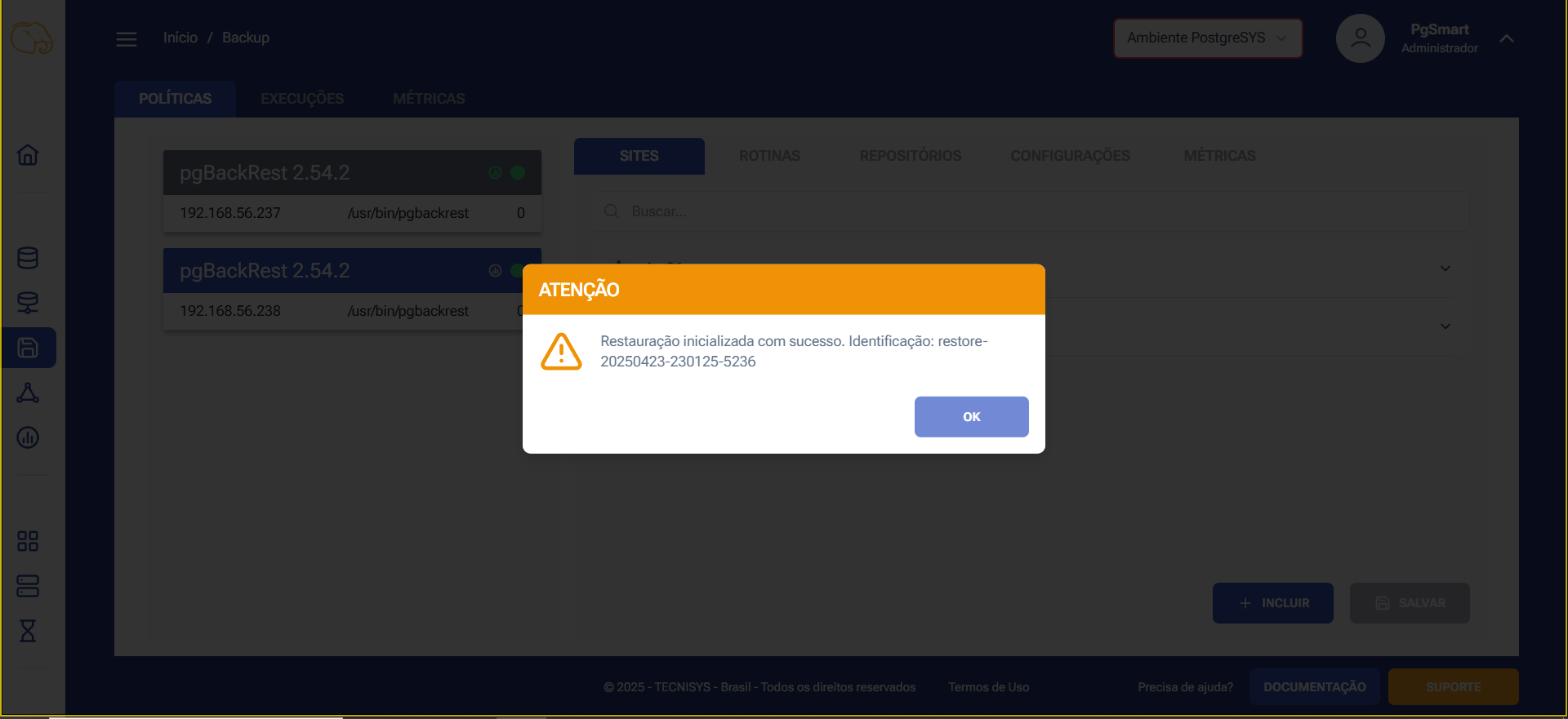 Figure 4 - Backup Restoration - Confirmation