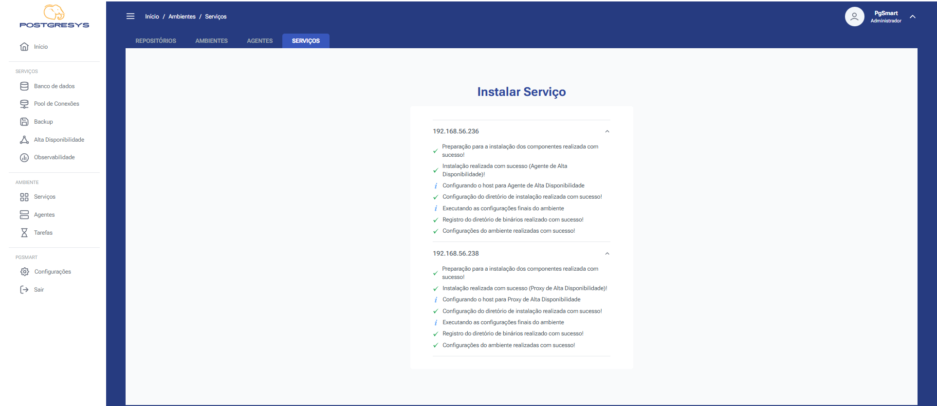 Figure 3 - High Availability Service Installation - Confirmation