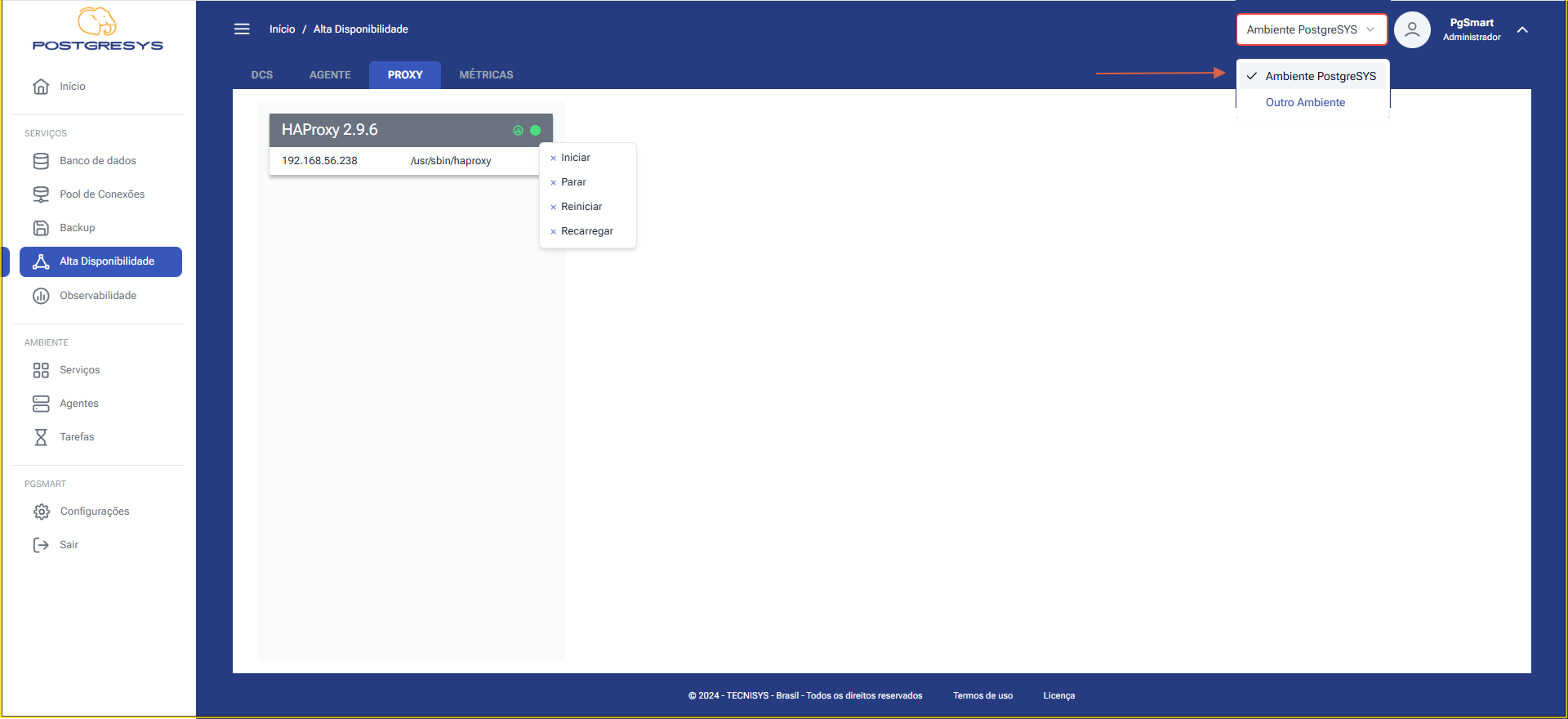 Figure 1 - Control of High Availability Proxy Service - HAProxy 