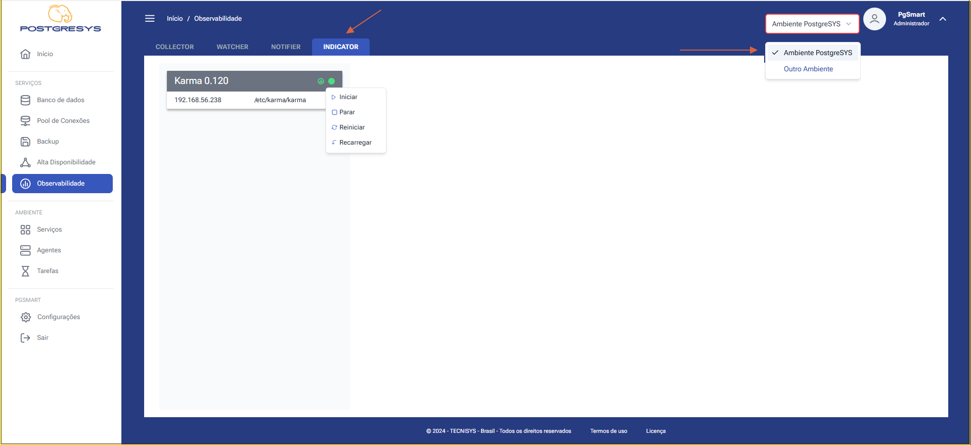 Figure 1 - Control of the Alerts Panel Service (Alert Indicator) - Karma