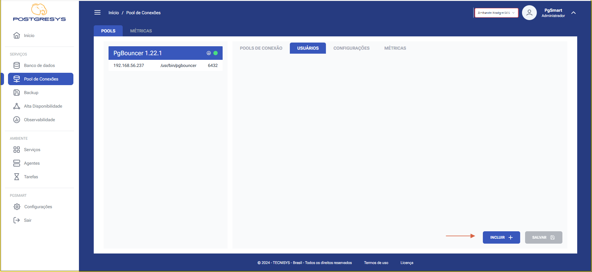 Figure 2 - Pool Users Configuration  - Add Connection Pool - Select Option
