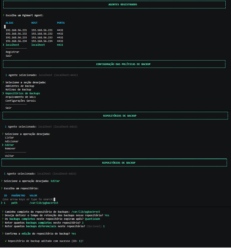 Figura 3 - Configuração de Repositórios de Backup - Edita