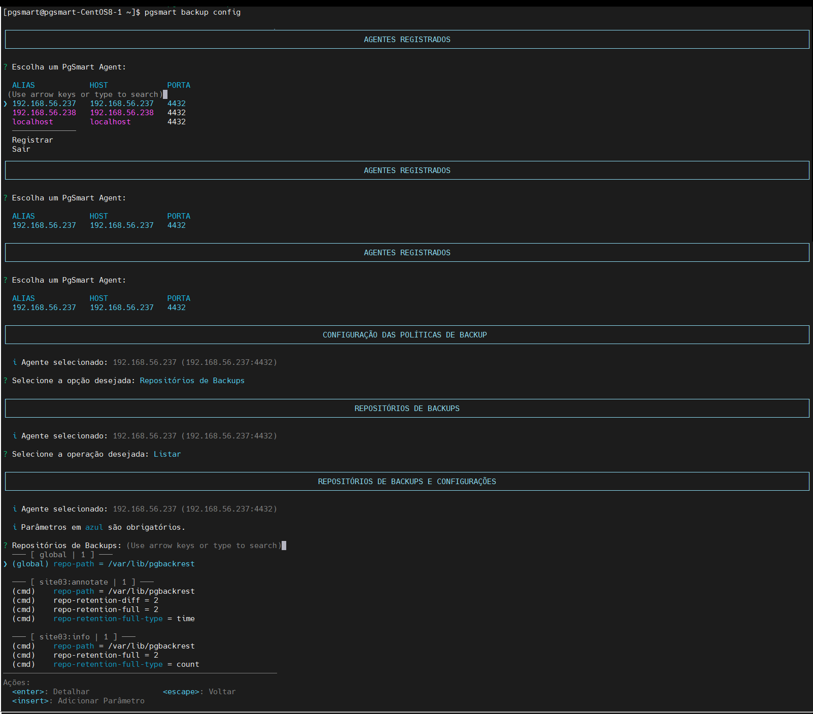 Figura 1 - Configuração de Repositórios de Backup - Lista