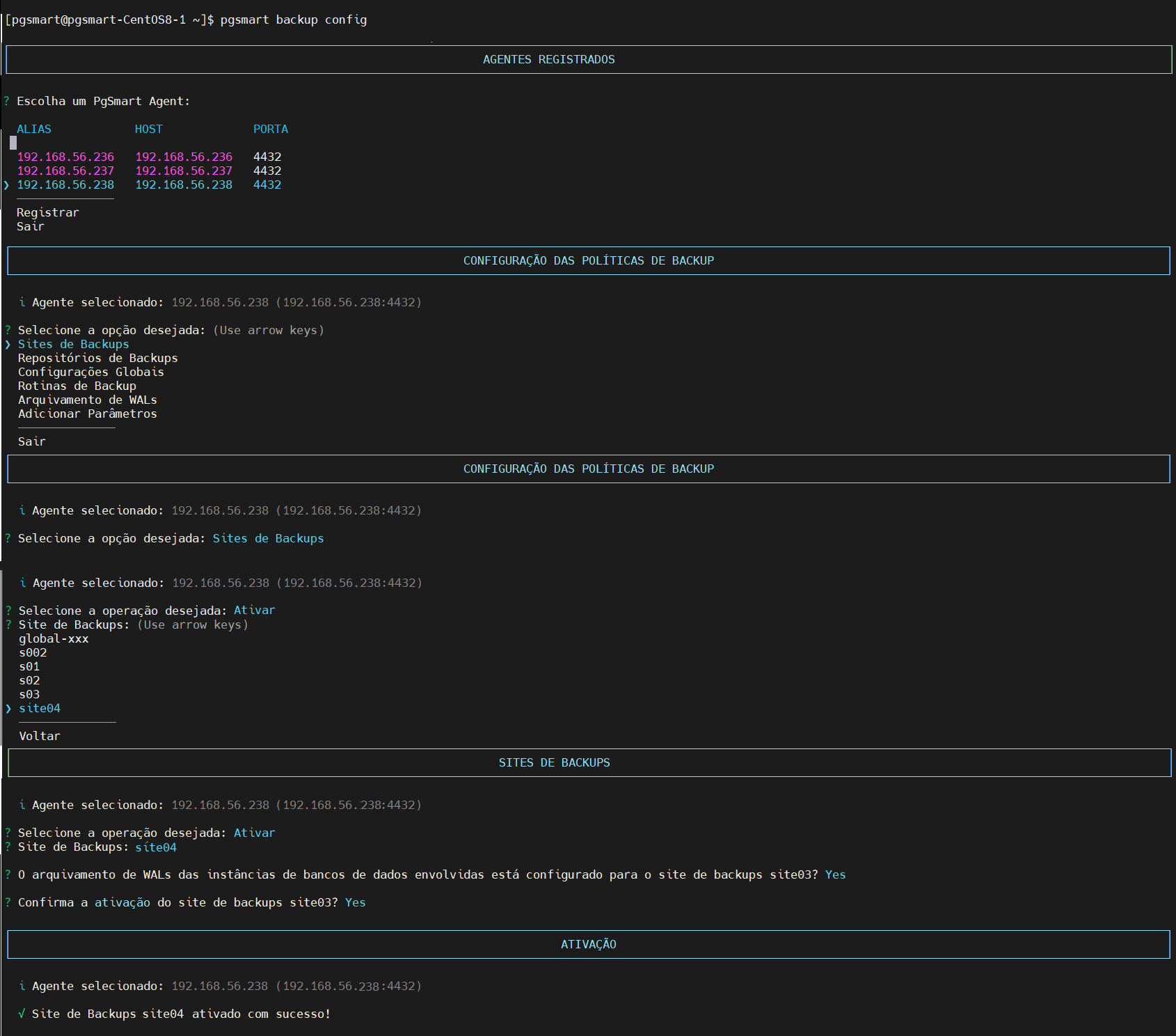 Figura 3 - Configuração de Site - Ativação