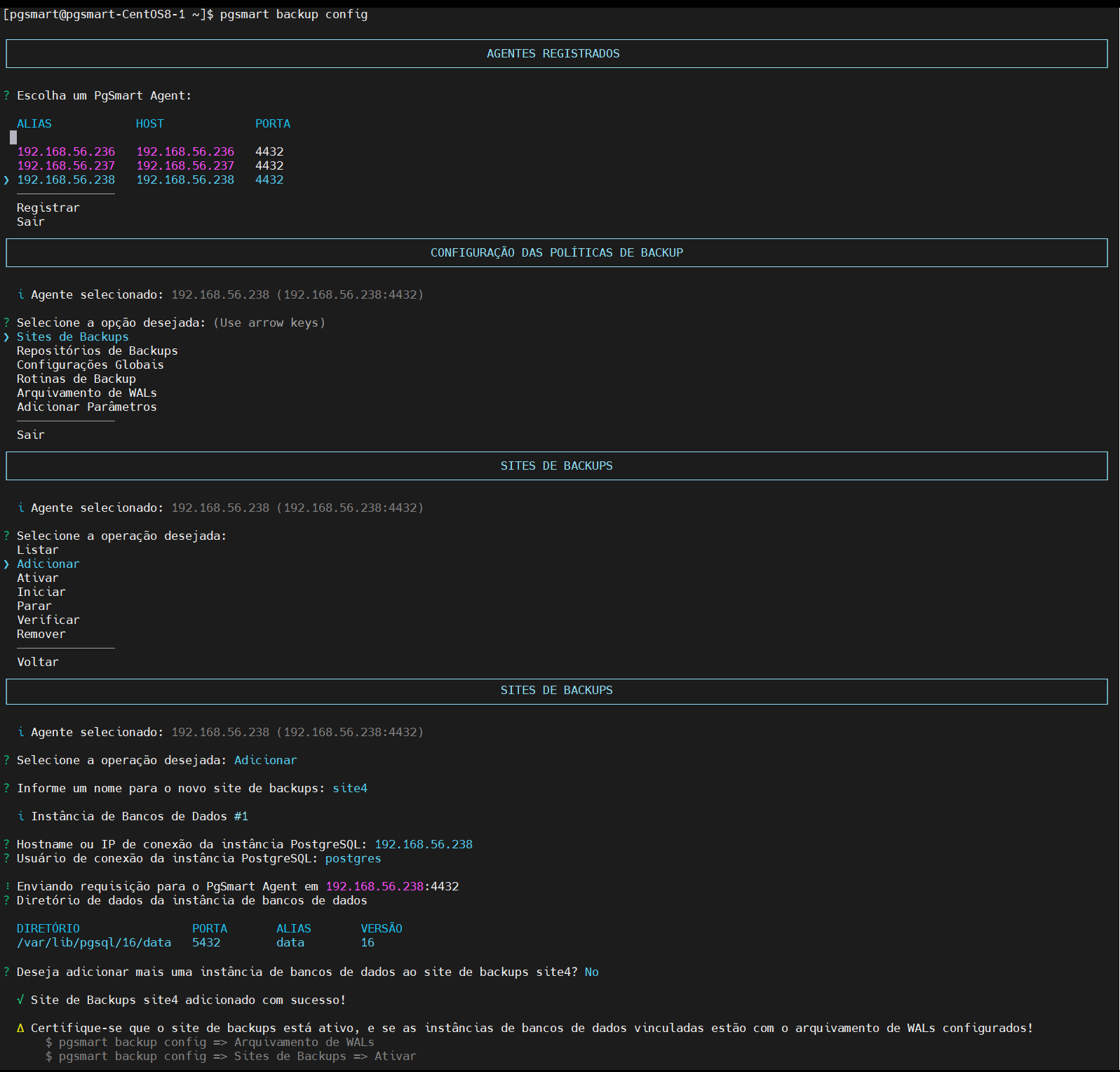 Figura 2 - Configuração de Site - Criação