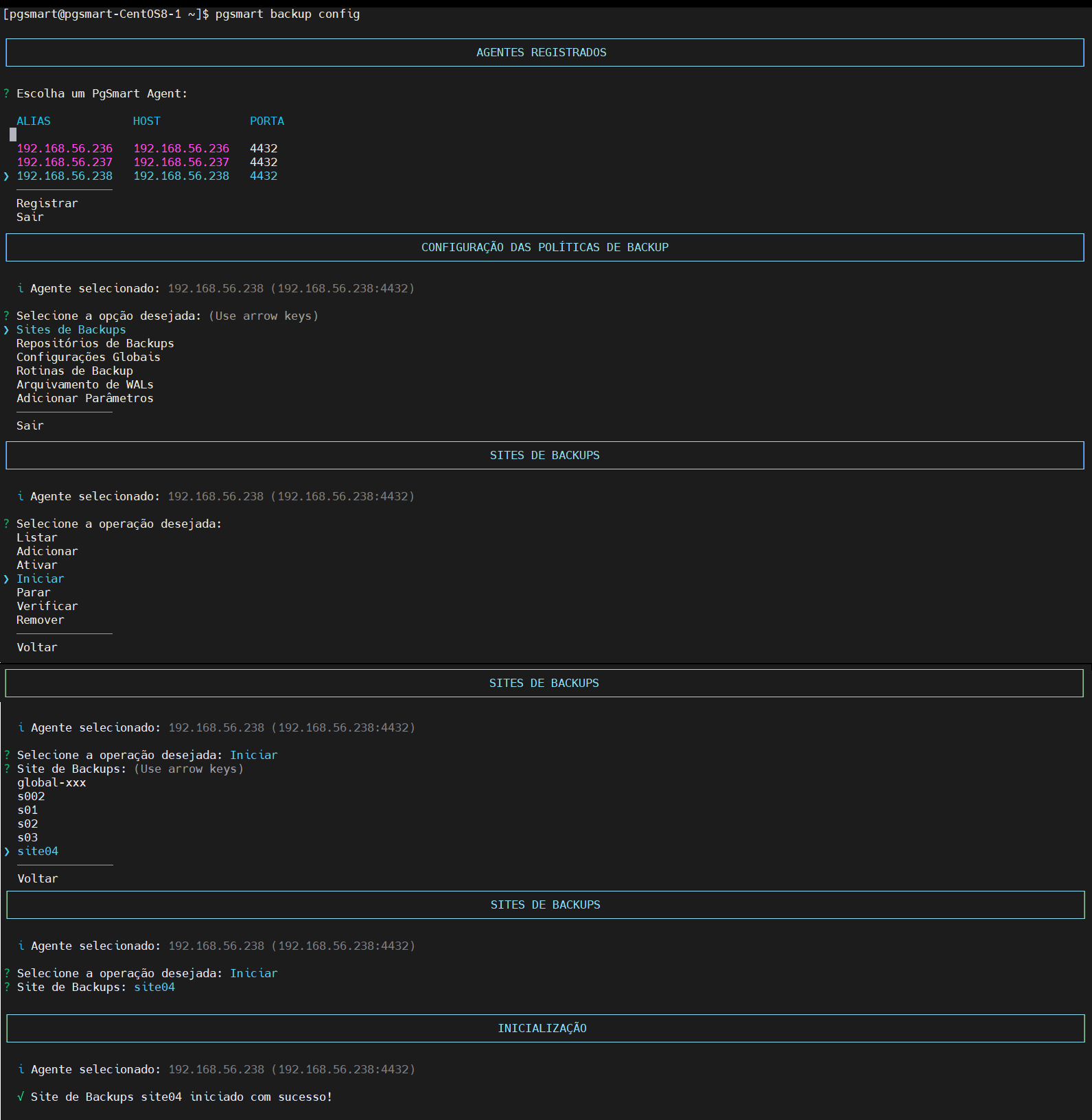 Figura 4 - Configuração de Site - Inicia
