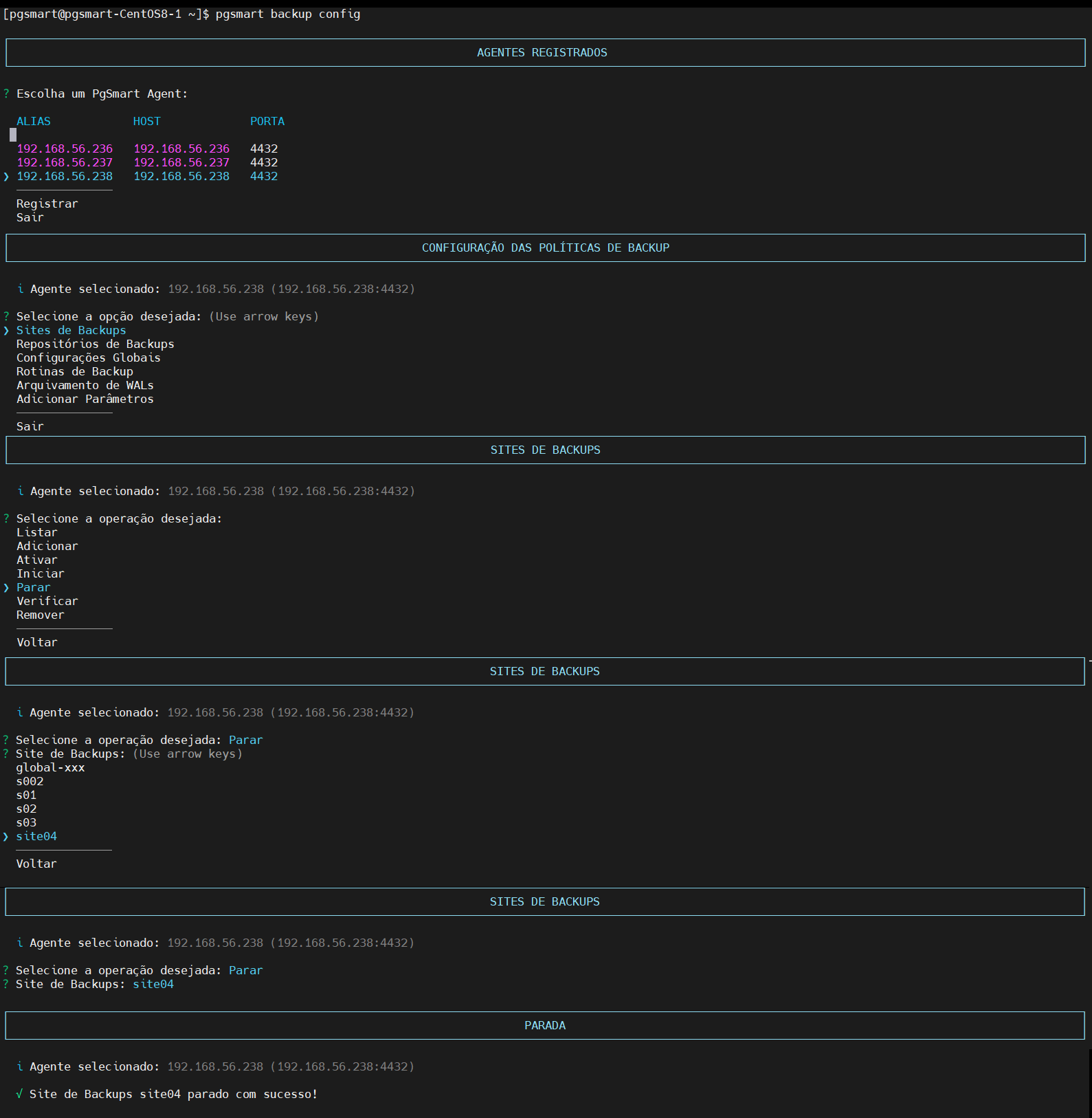 Figura 5 - Configuração de Site - Parada