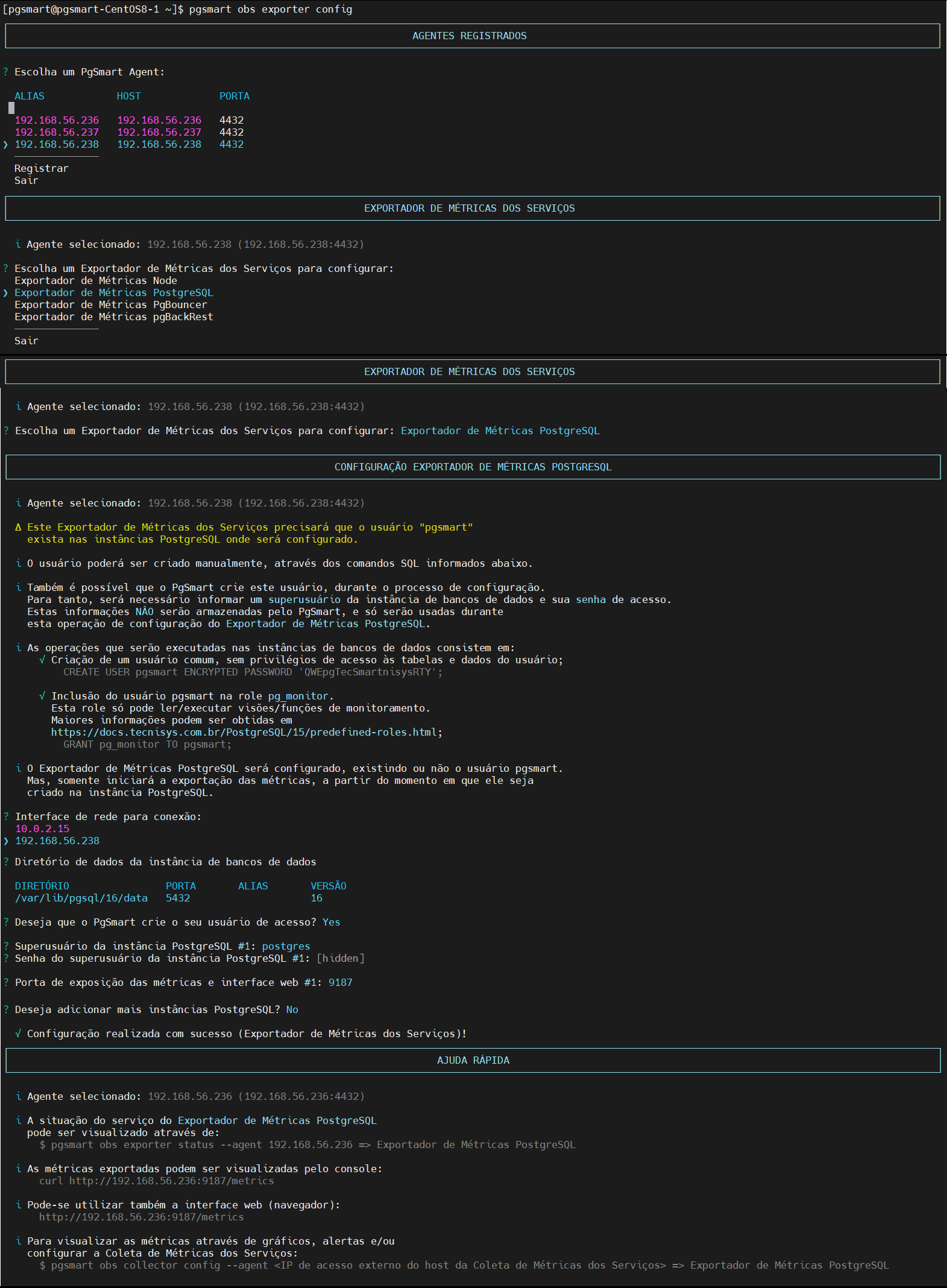 Figura 1 - Configuração do Exportador de Métricas do PostgreSQL