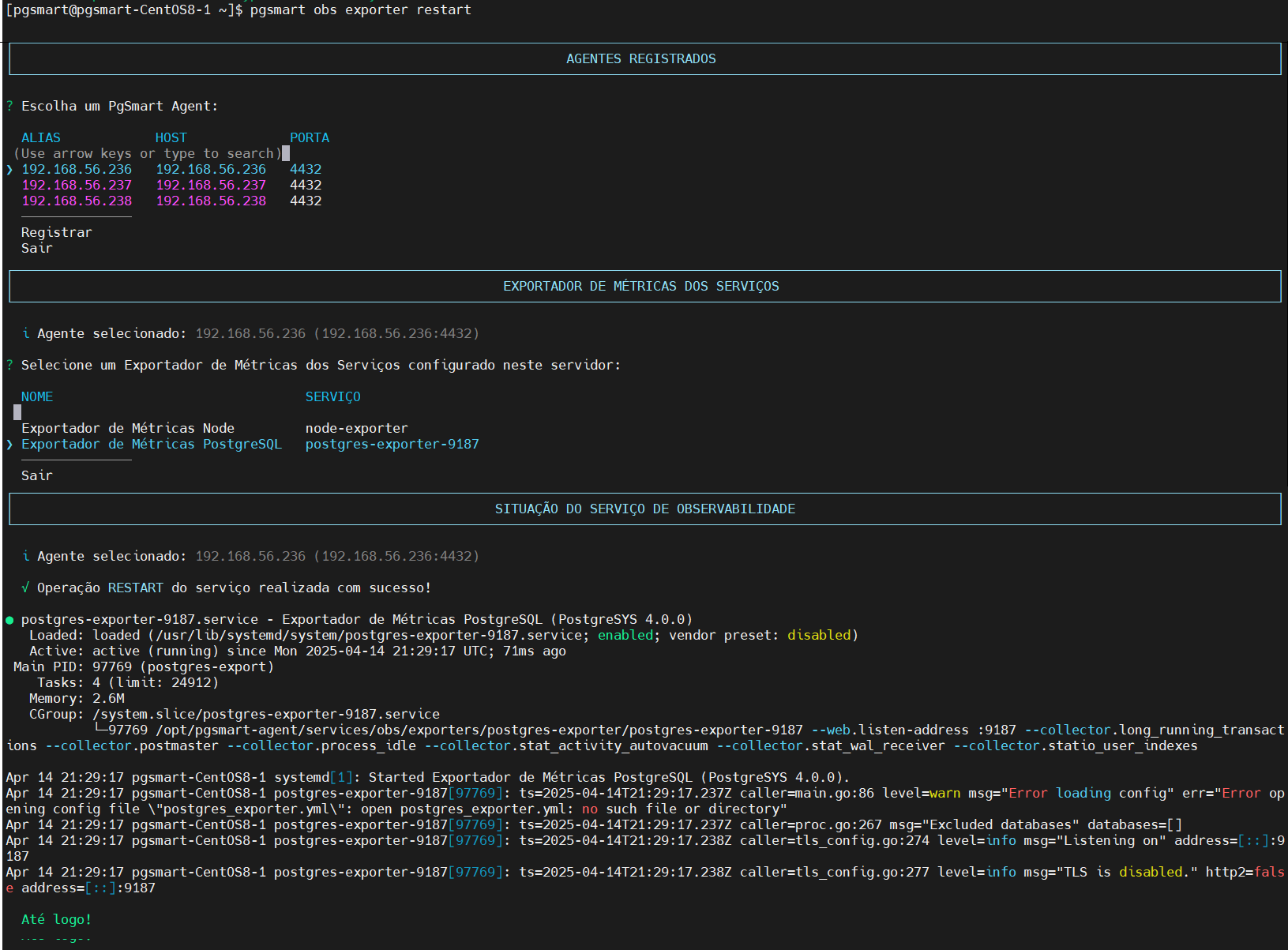 Figura 4 - Exportador de Métricas - PostgreSQL - Reinicializa