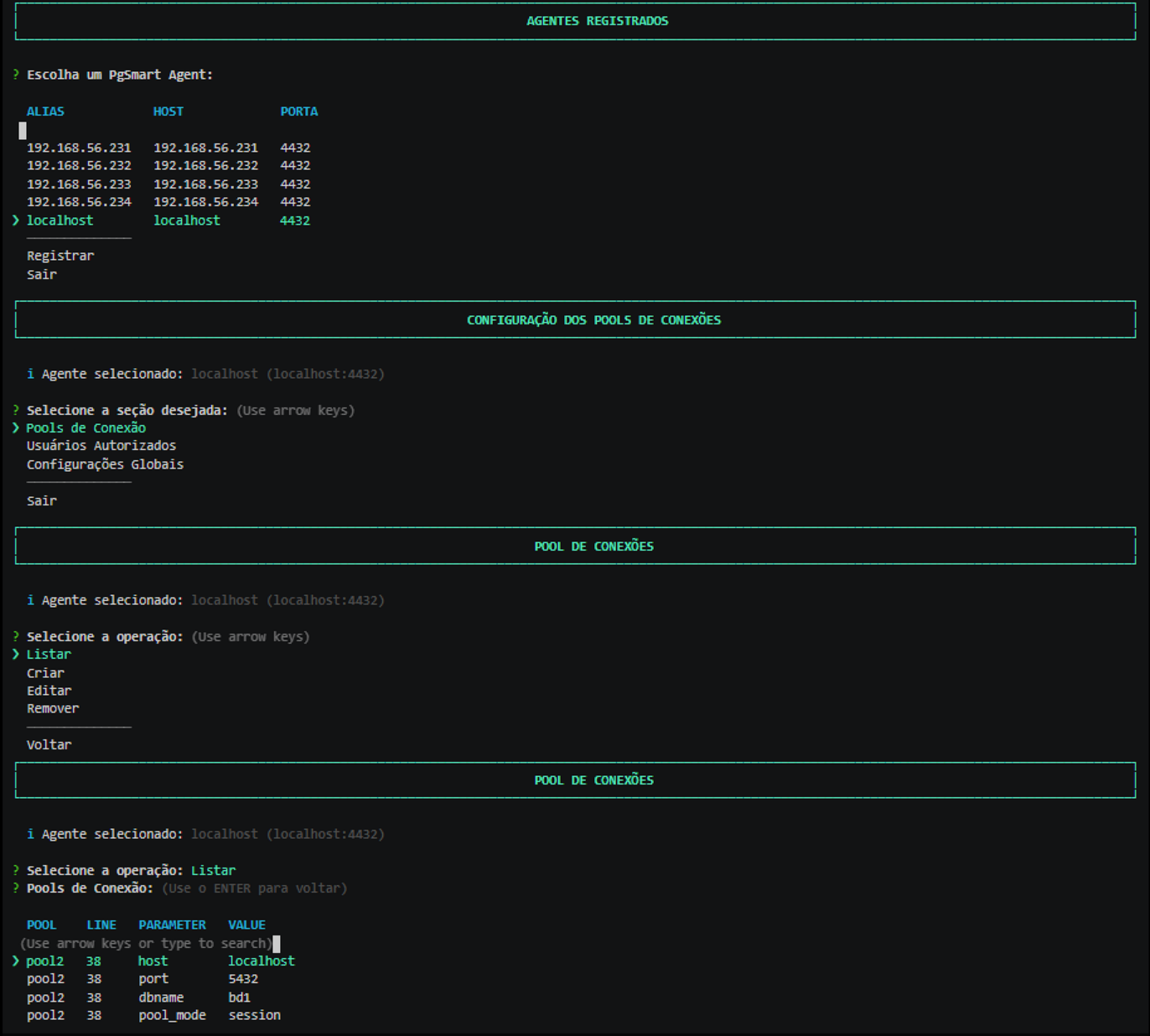 Figura 1 - Configuração - Pool de Conexões - lista