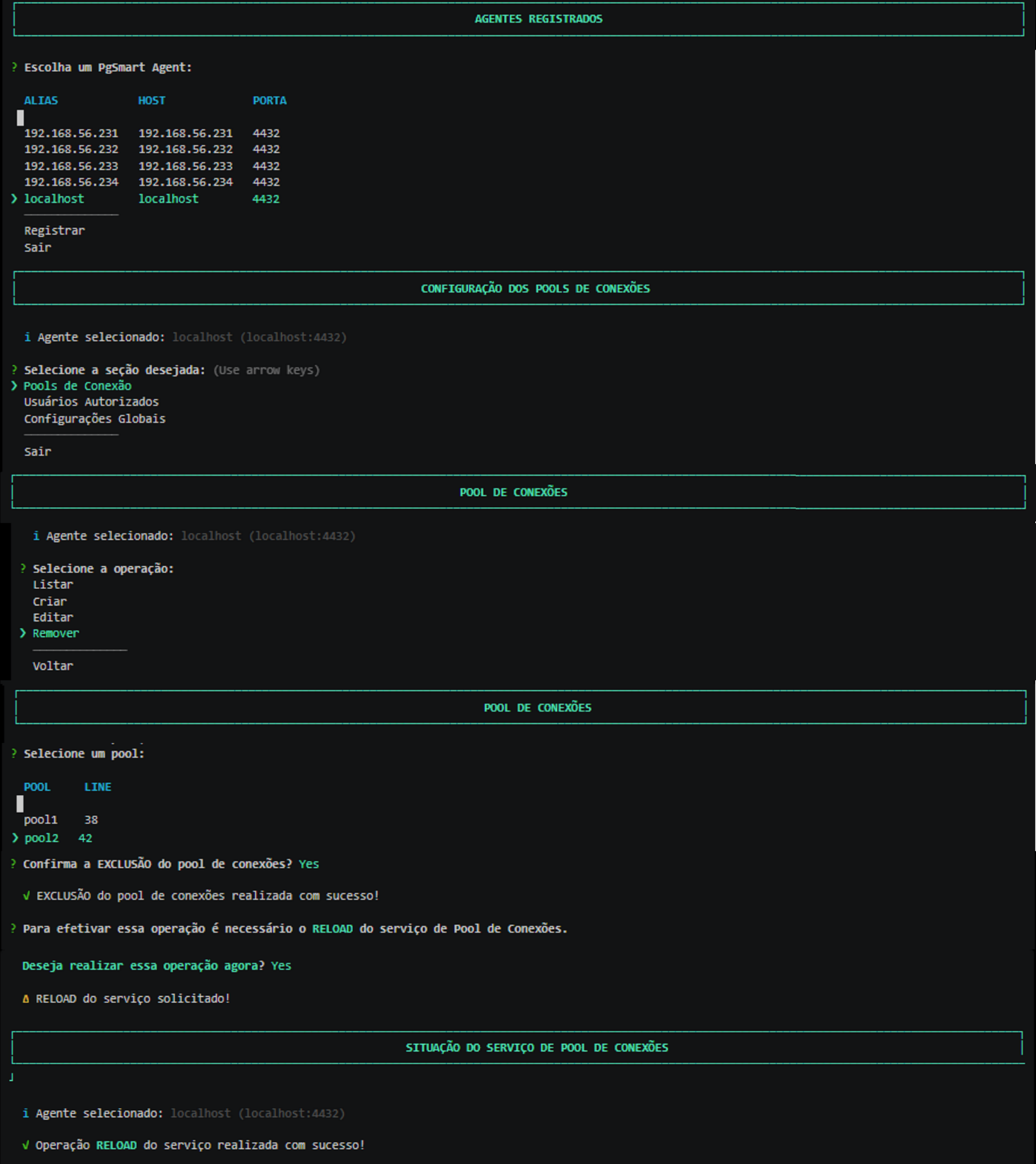 Figura 4 - Configuração - Pool de Conexões - Remoção