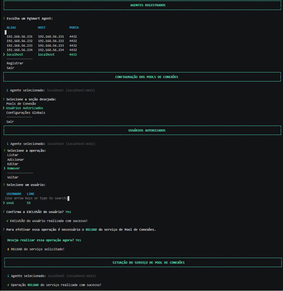 Figura 4 - Configuração - Pool de Conexões - Remove Usuários