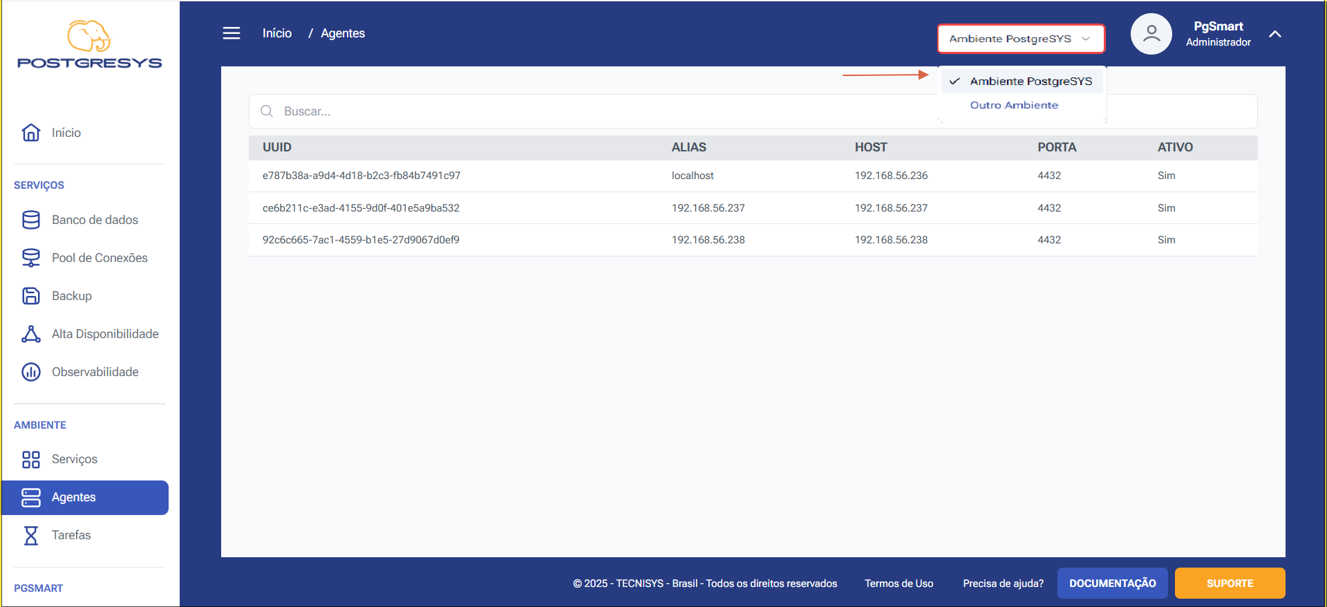 Figura 1 -Visualiza Agentes Registrados