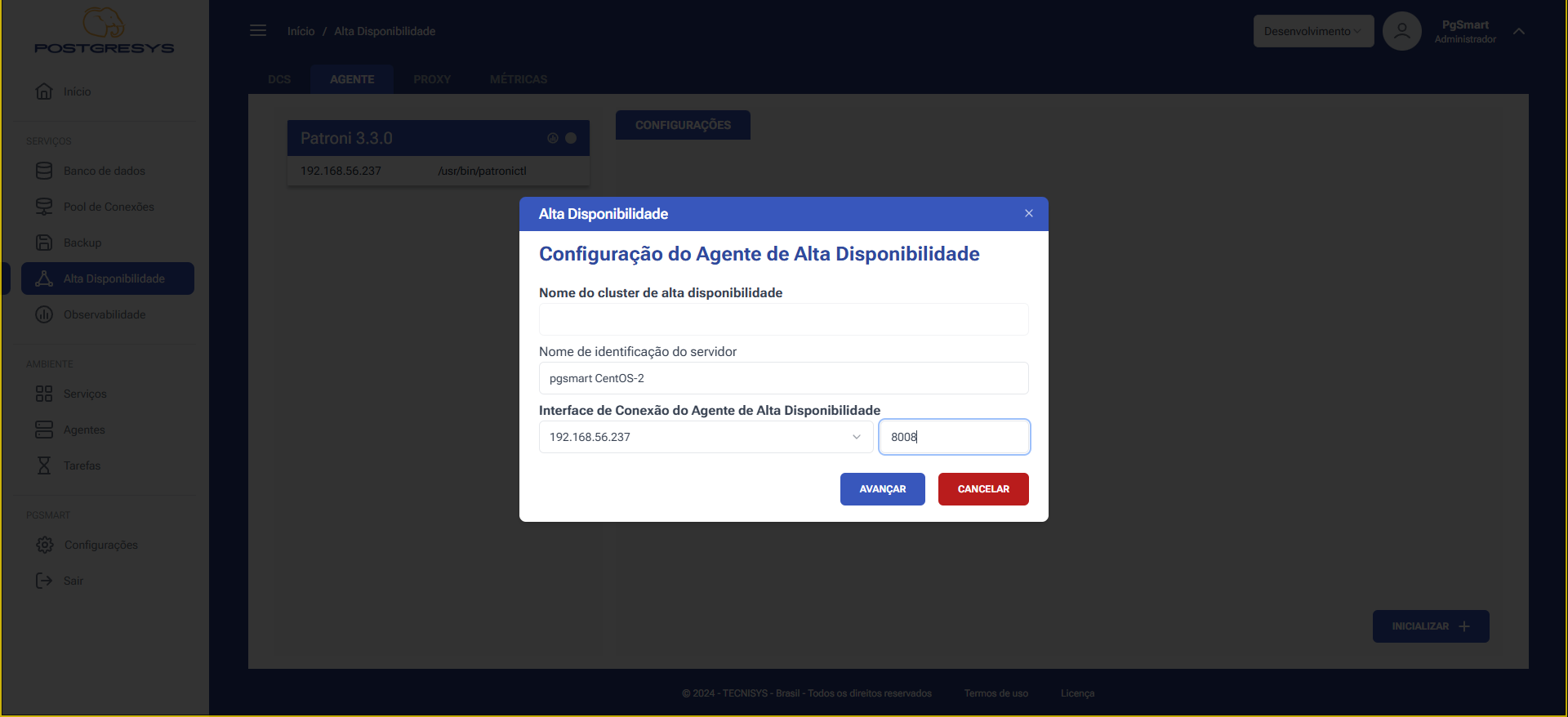 Figura 2 - Configuração do Agente de Alta Disponibilidade - Identificação do Agente