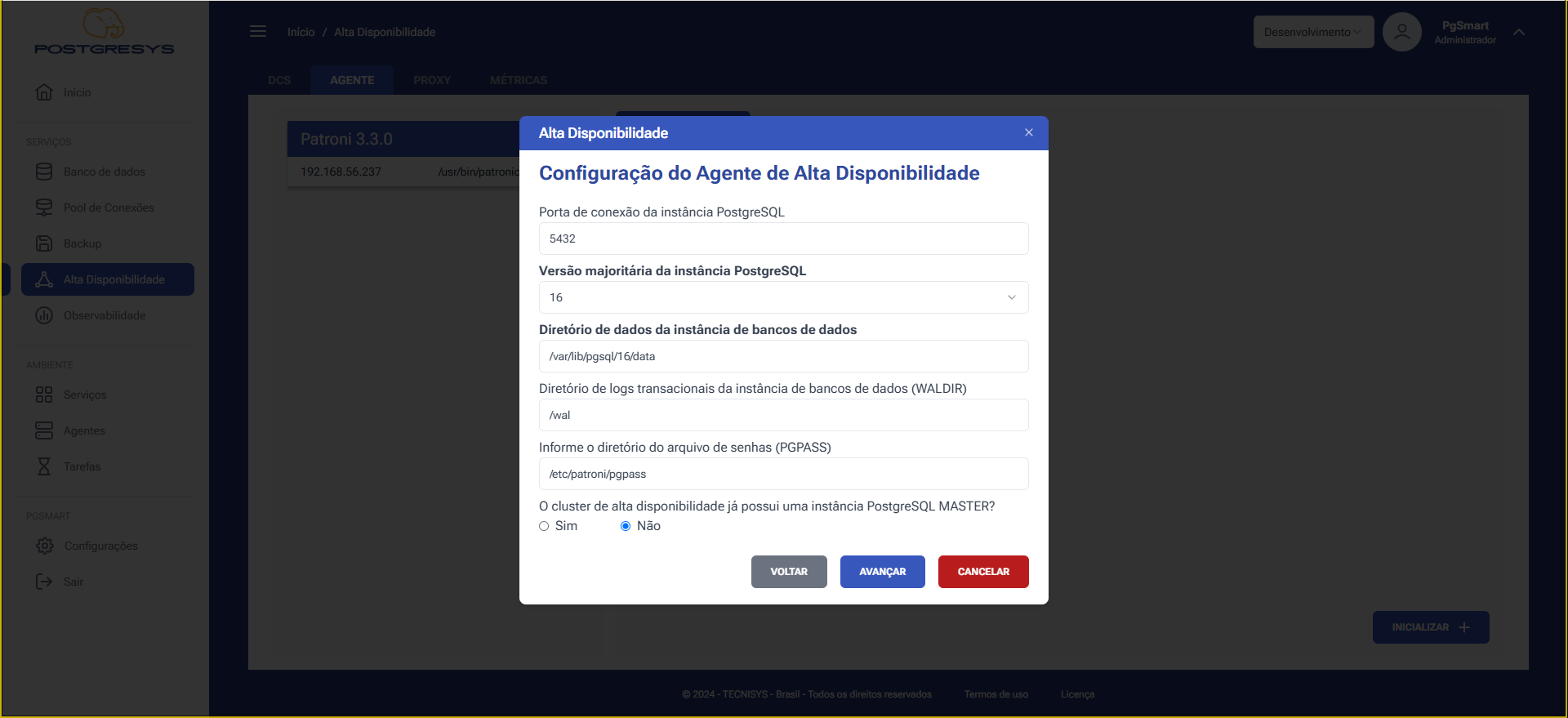 Figura 4 - Configuração do Agente de Alta Disponibilidade - Identificação da Instância