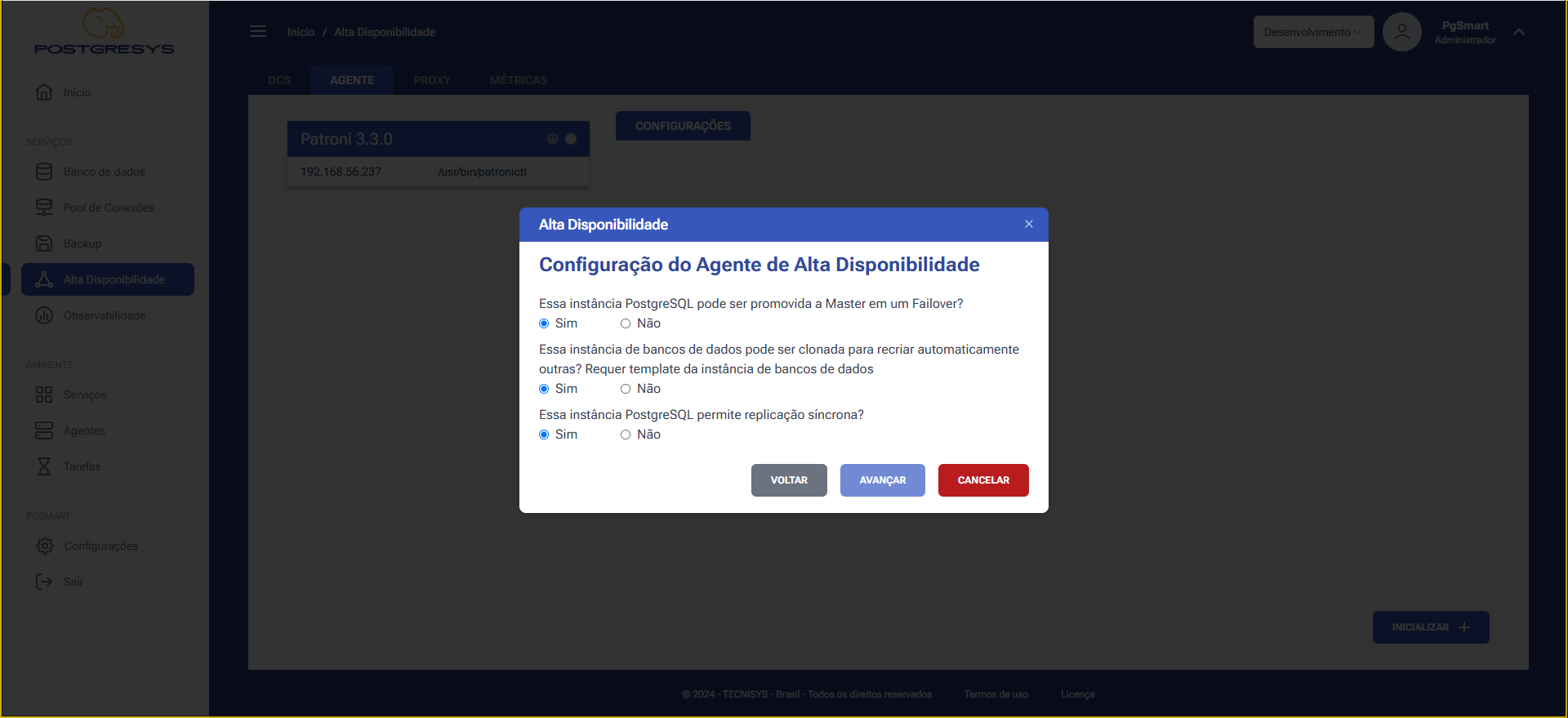 Figura 6 - Configuração do Agente de Alta Disponibilidade - Detalhes da Instância
