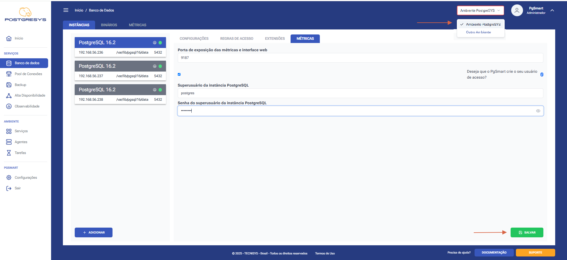 Figura 1 -Configuração do Exporter do PostgreSQL - Edição da Porta