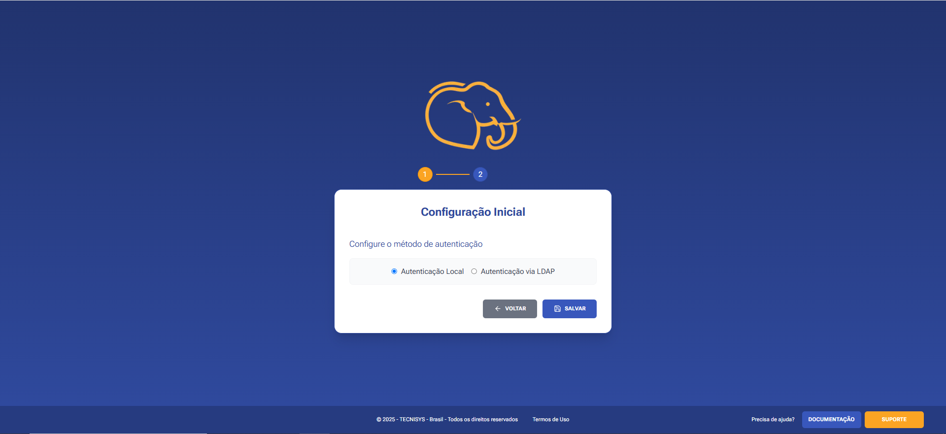 Figura 4 -Instalação do PgSmart Web - método de autenticação.