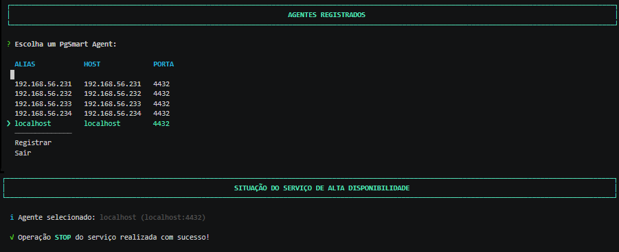 Figura 4 - Alta Disponibilidade - Agente - Parar