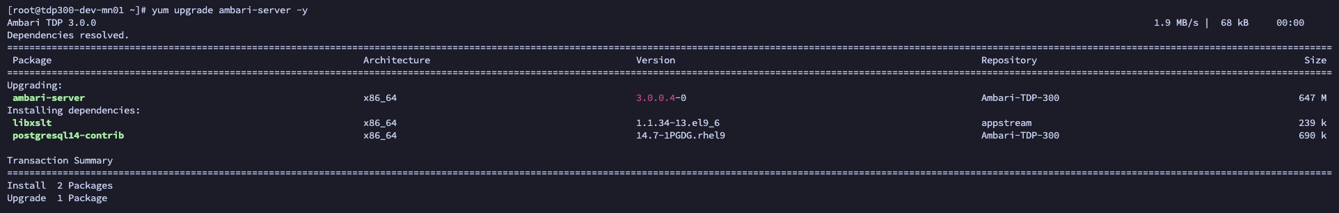 Figure 2 - Ambari Server binary upgrade