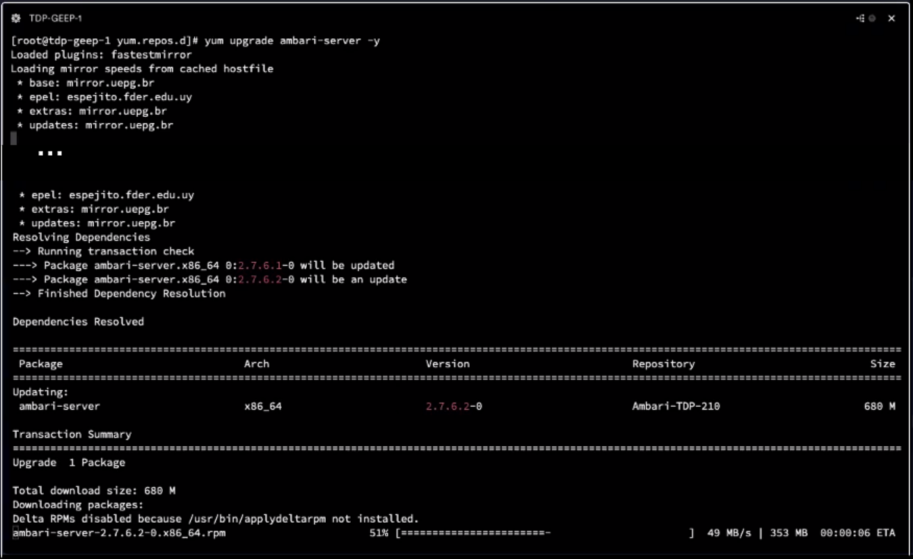 Figure 2 - Updating the Ambari Server binaries