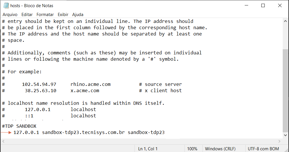 Figure 7 - Modifying the hosts file in Windows