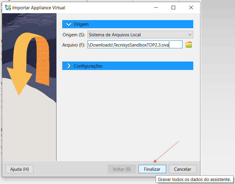 Figure 3 - Importing the .ova file
