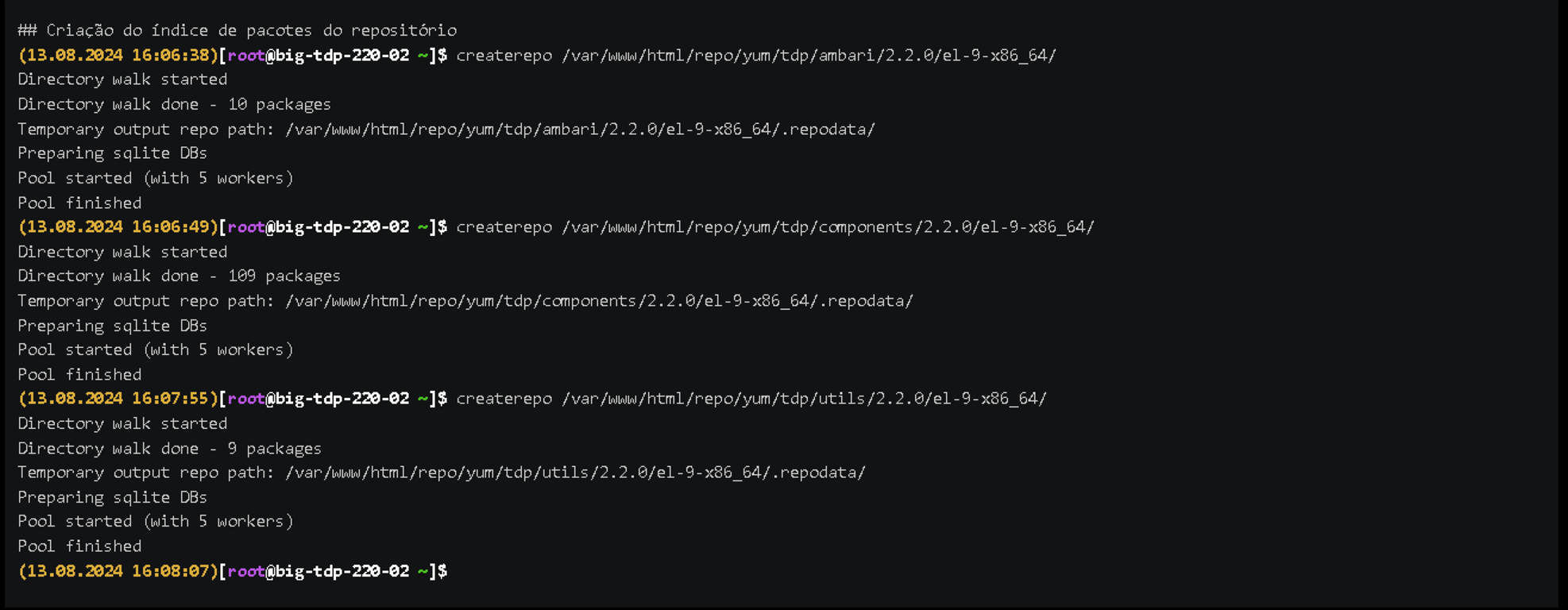 Figure 4 - Creating the package index