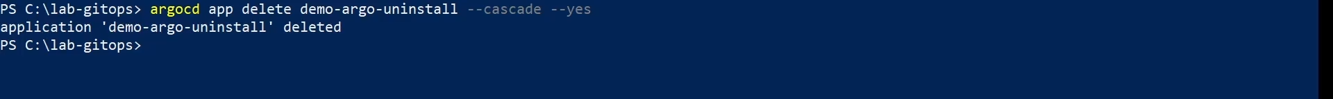 Figure 9 - Deleting an Application in Argo CD