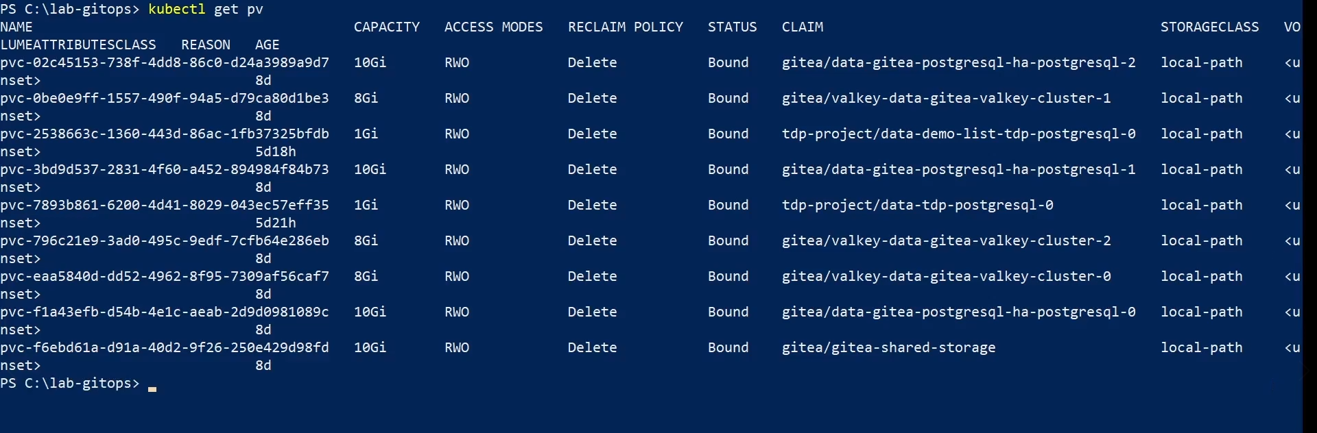 Figure 13 - Checking for orphaned PersistentVolumes