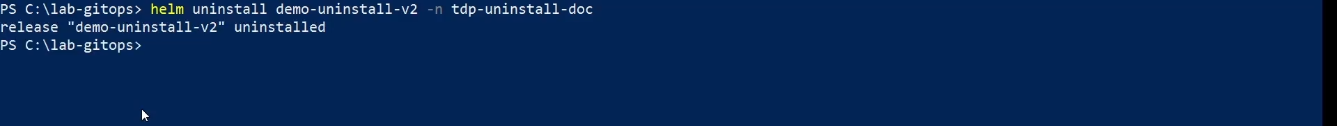 Figure 5 - Uninstalling a component with Helm