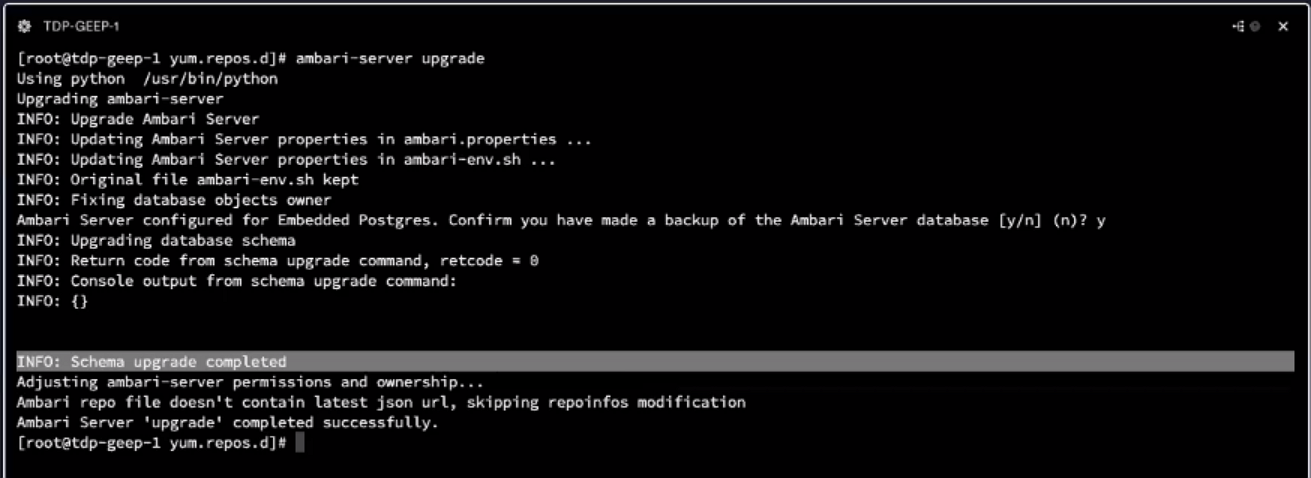 Figura 3 - Ambari Server Upgrade