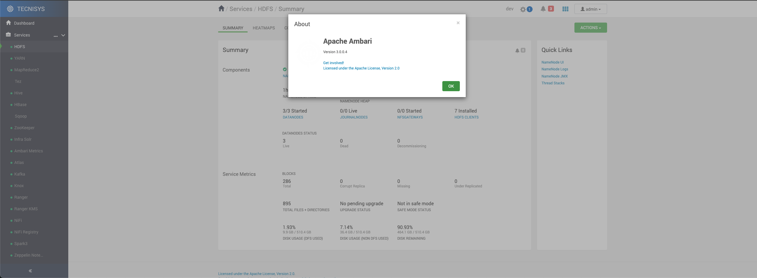 Figura 4 - Versão do Ambari