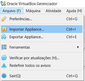 Figura 2 - Importação do arquivo .ova