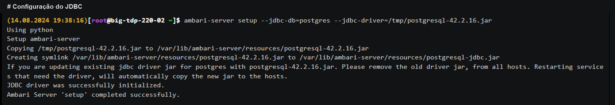 Figura 3 - Configuração do JDBC Server