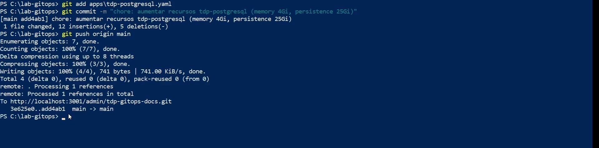 Figura 3 - Confirmar alteração no Git