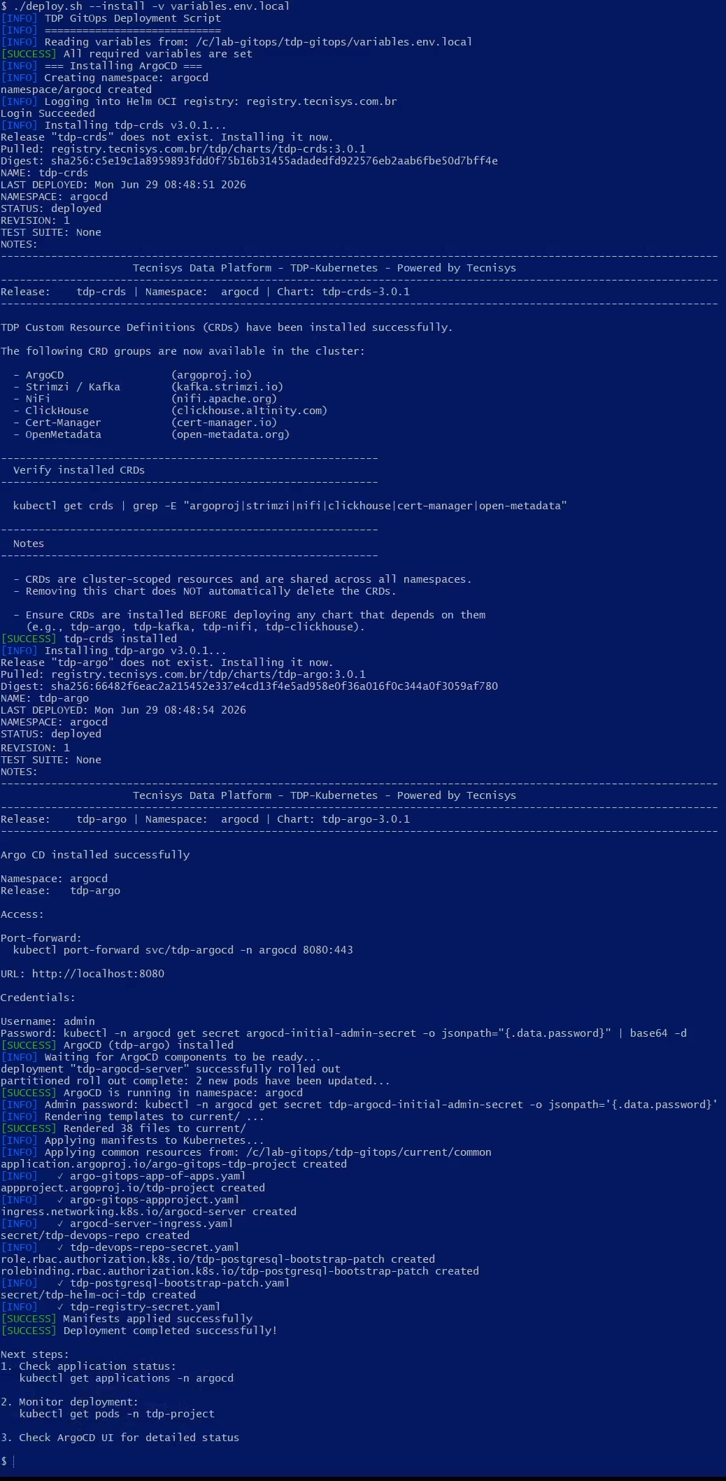 Figura 2 - Bootstrap completo com deploy.sh --install
