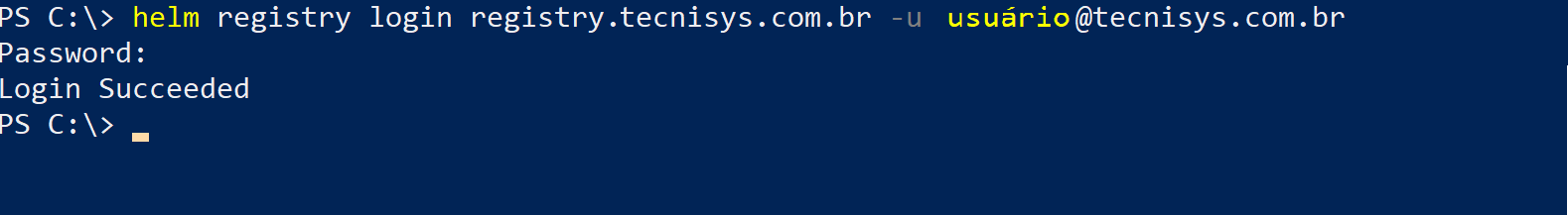 Figura 3 – Registry Login via Helm